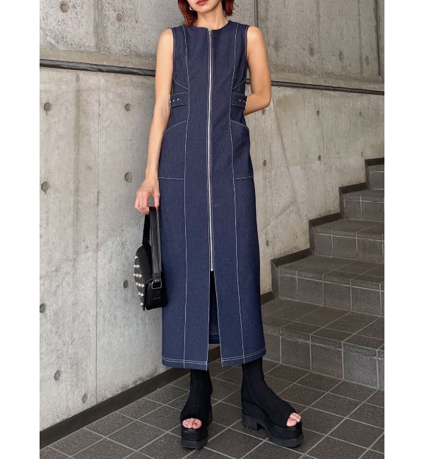 MURUA「サイドベルトジップナローワンピース」|ワンピース|インディゴ