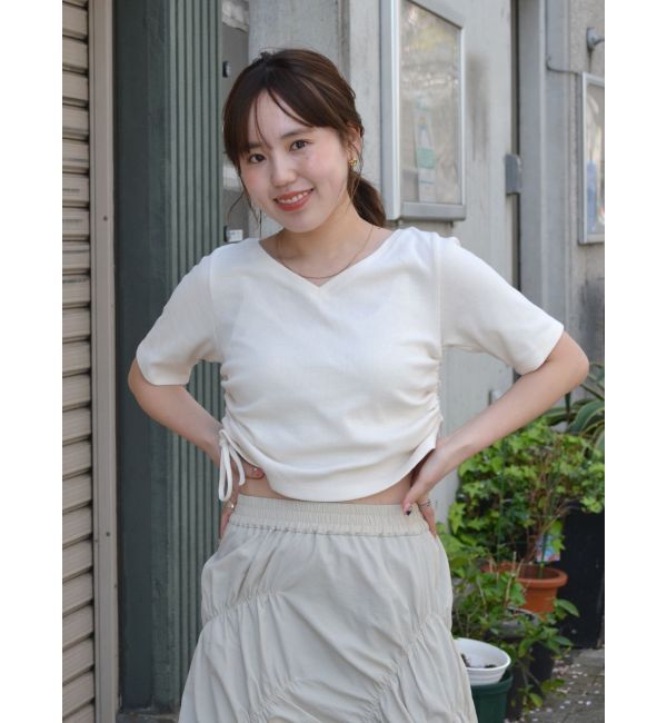 Ungrid「サイドギャザーショートTee」|Tシャツ・カットソー|