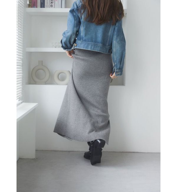 Ungrid「サイドスリットリブニットスカート」|スカート|