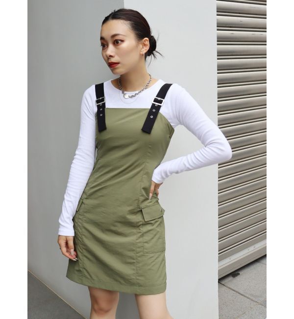 EVRIS「ベルテッドミニワンピース」|ワンピース|カーキ