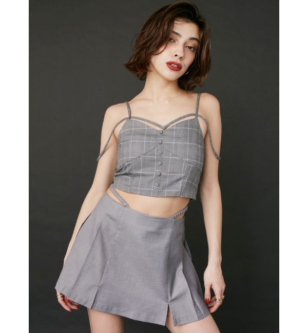 EVRIS「ストラップチェックキャミソール」|キャミソール|グレー
