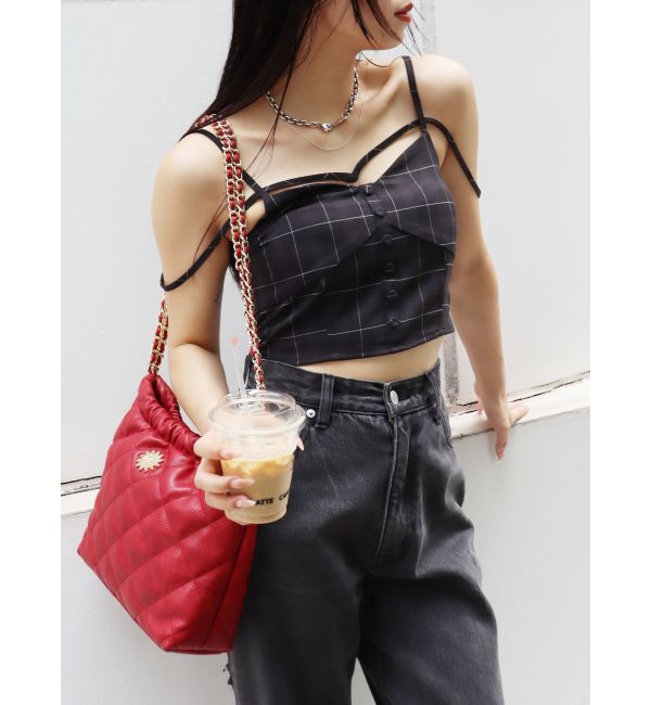 EVRIS「ストラップチェックキャミソール」|キャミソール|