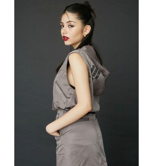 EVRIS「フードドロストショートベスト【セットアップ着用可能】」|ベスト・ジレ|