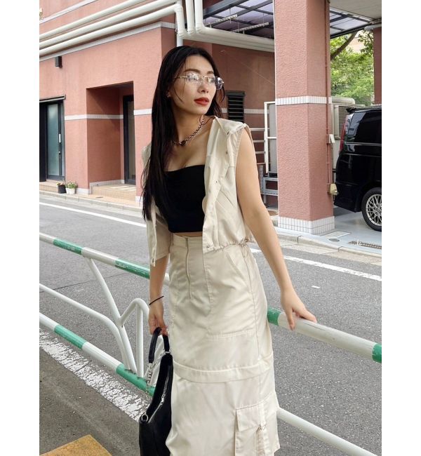 EVRIS「フードドロストショートベスト【セットアップ着用可能】」|ベスト・ジレ|