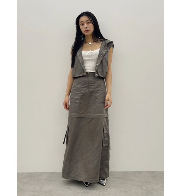 EVRIS「フードドロストショートベスト【セットアップ着用可能】」|ベスト・ジレ|