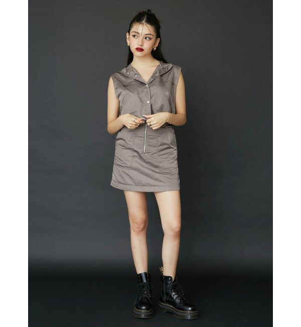 EVRIS「フードドロストショートベスト【セットアップ着用可能】」|ベスト・ジレ|