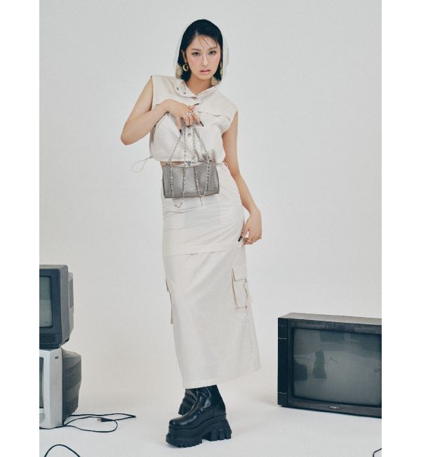 EVRIS「フードドロストショートベスト【セットアップ着用可能】」|ベスト・ジレ|