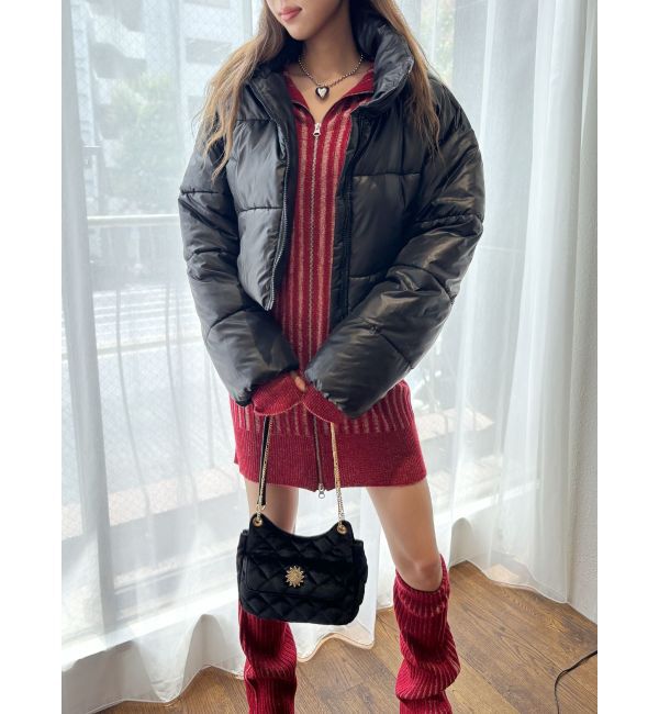 EVRIS「プレーティングリブダブルZIPニットワンピース」|ワンピース|