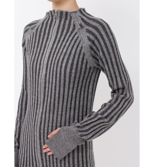 EVRIS「プレーティングリブダブルZIPニットワンピース」|ワンピース|