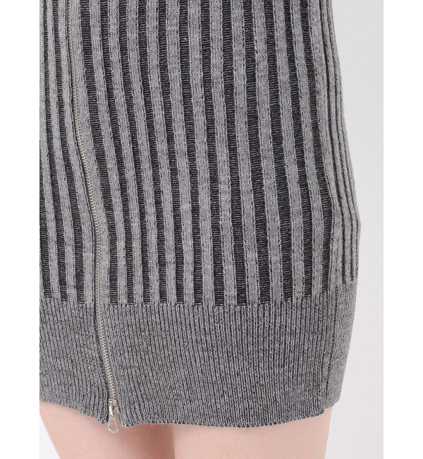 EVRIS「プレーティングリブダブルZIPニットワンピース」|ワンピース|