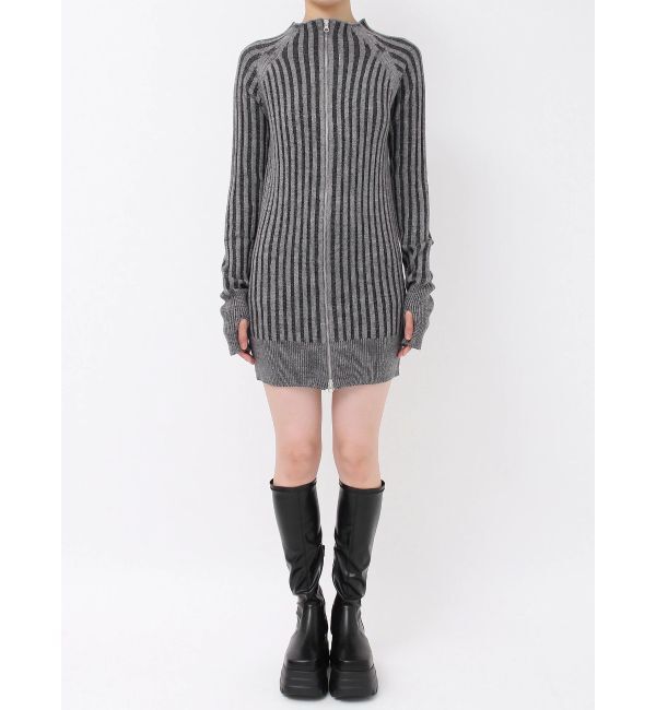 EVRIS「プレーティングリブダブルZIPニットワンピース」|ワンピース|