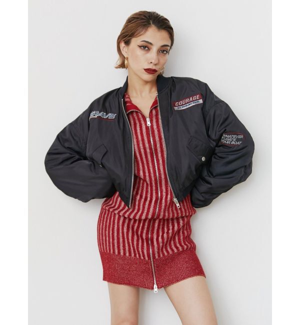 EVRIS「プレーティングリブダブルZIPニットワンピース」|ワンピース|