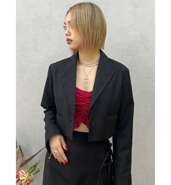 EVRIS「ショートレングスジャケット【セットアップ着用可能】」|テーラードジャケット|ブラック