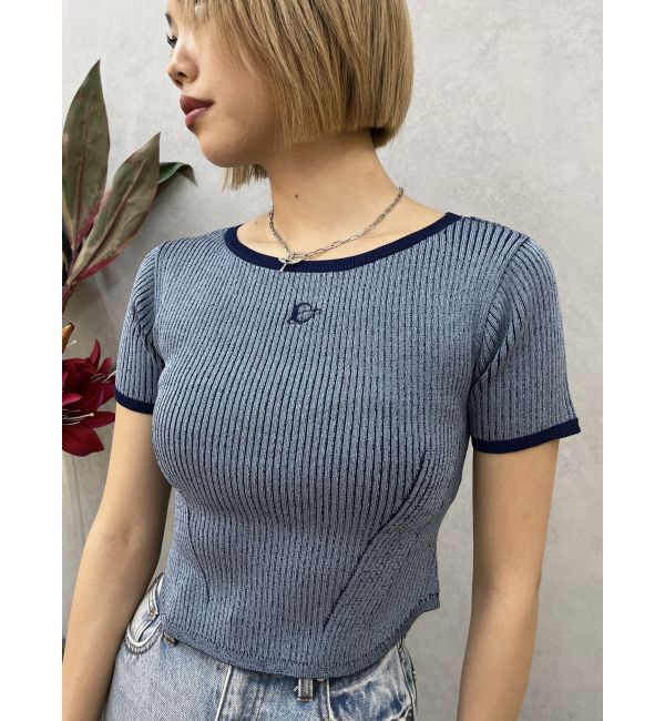 EVRIS「バイカラープレーティングバックオープンニット」|ニット・セーター|