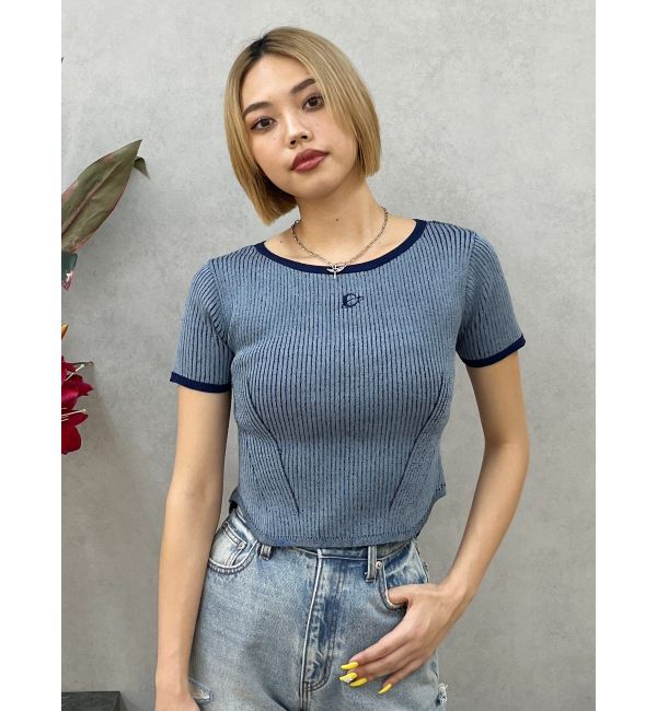 EVRIS「バイカラープレーティングバックオープンニット」|ニット・セーター|