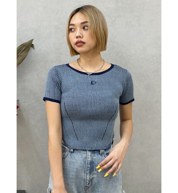 EVRIS「バイカラープレーティングバックオープンニット」|ニット・セーター|