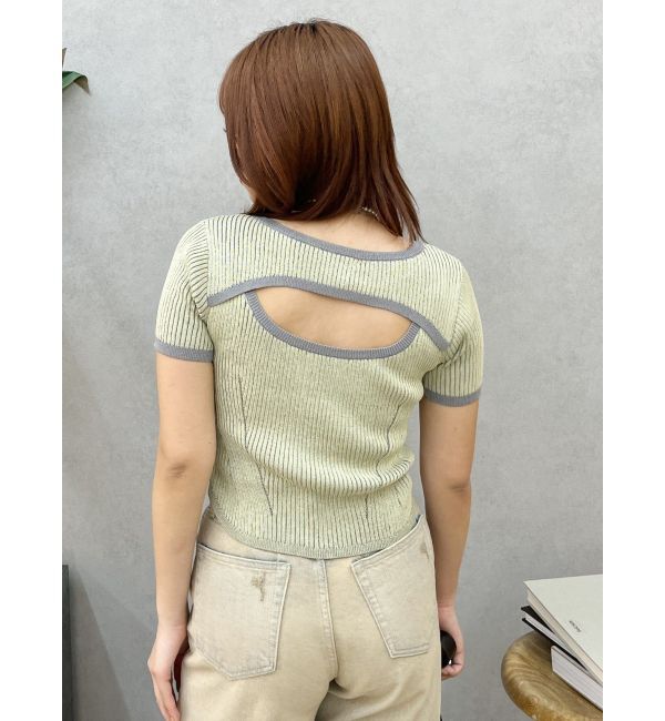 EVRIS「バイカラープレーティングバックオープンニット」|ニット・セーター|