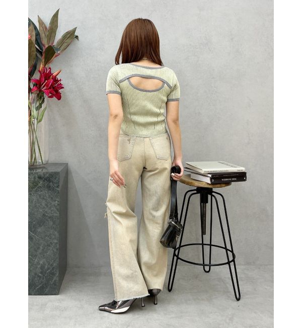 EVRIS「バイカラープレーティングバックオープンニット」|ニット・セーター|