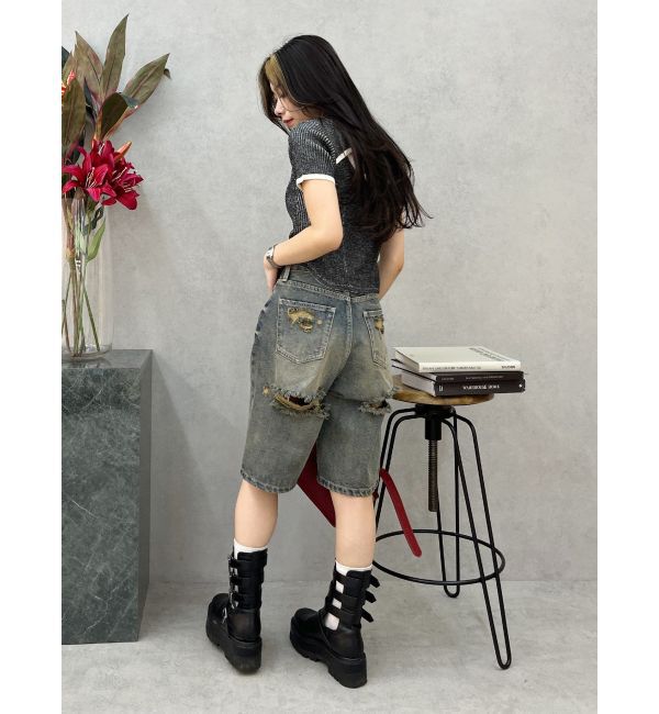 EVRIS「バイカラープレーティングバックオープンニット」|ニット・セーター|