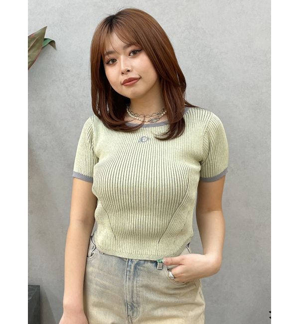 EVRIS「バイカラープレーティングバックオープンニット」|ニット・セーター|イエロー