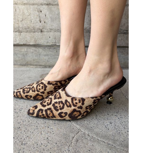 EVRIS「ポインテッドトゥフェイクファーミュール」|サンダル|