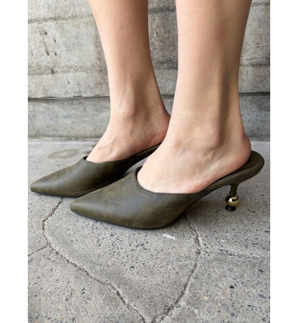 EVRIS「ポインテッドトゥフェイクファーミュール」|サンダル|