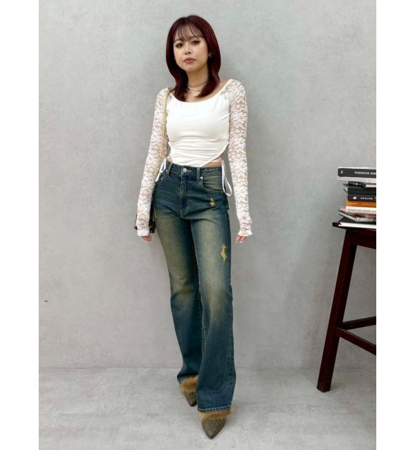 EVRIS「ポインテッドトゥフェイクファーミュール」|サンダル|