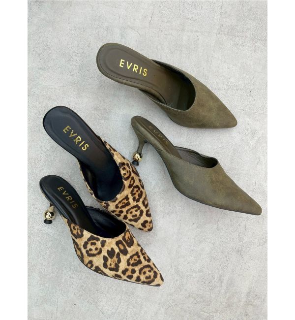 EVRIS「ポインテッドトゥフェイクファーミュール」|サンダル|