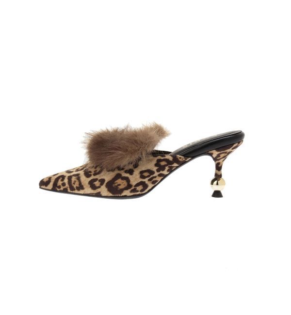 EVRIS「ポインテッドトゥフェイクファーミュール」|サンダル|