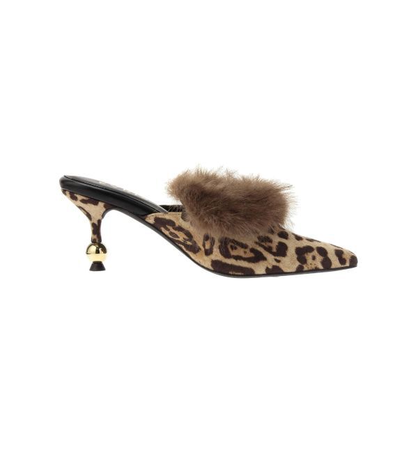 EVRIS「ポインテッドトゥフェイクファーミュール」|サンダル|