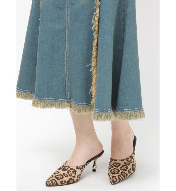 EVRIS「ポインテッドトゥフェイクファーミュール」|サンダル|