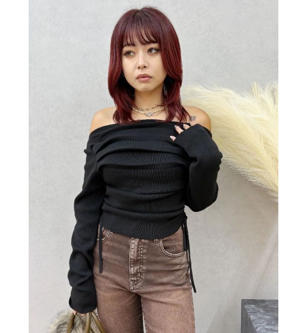 EVRIS「サイドドロストオフショルニットトップス」|ニット・セーター|