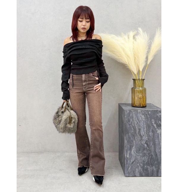 EVRIS「サイドドロストオフショルニットトップス」|ニット・セーター|