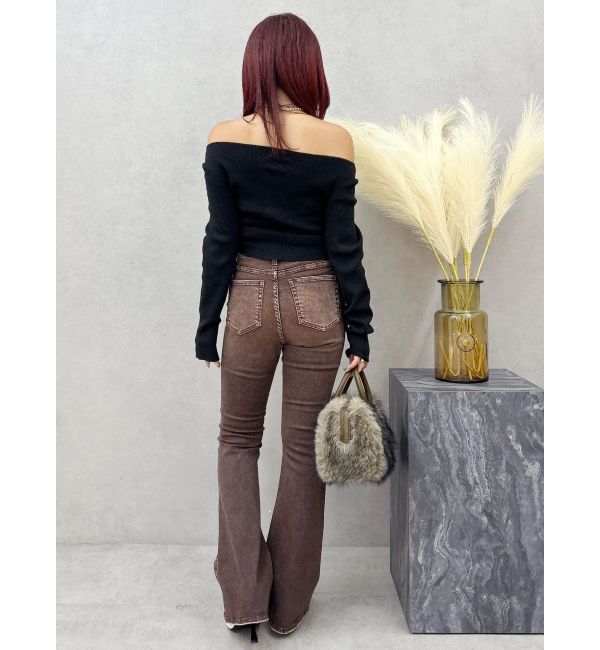 EVRIS「サイドドロストオフショルニットトップス」|ニット・セーター|