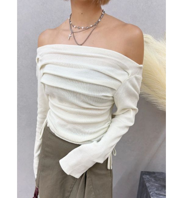 EVRIS「サイドドロストオフショルニットトップス」|ニット・セーター|