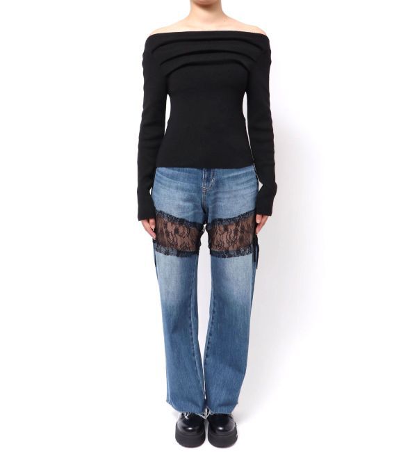 EVRIS「サイドドロストオフショルニットトップス」|ニット・セーター|