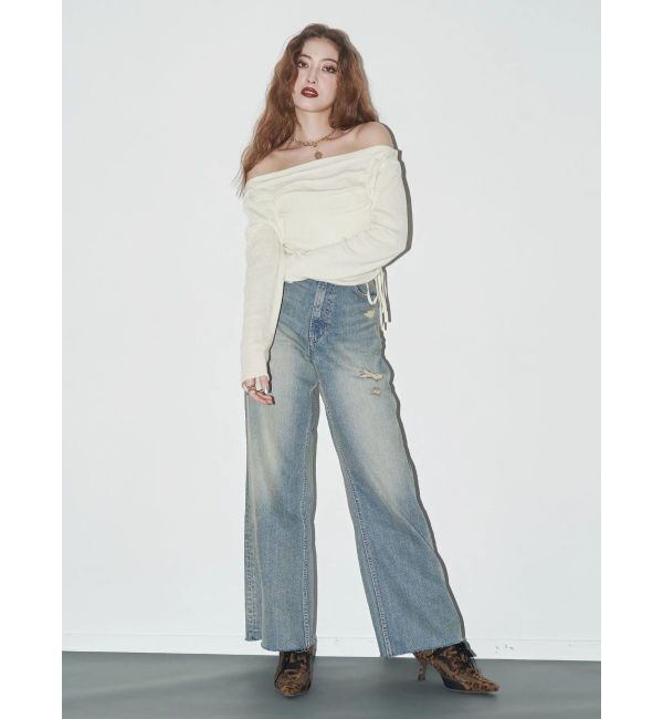 EVRIS「サイドドロストオフショルニットトップス」|ニット・セーター|