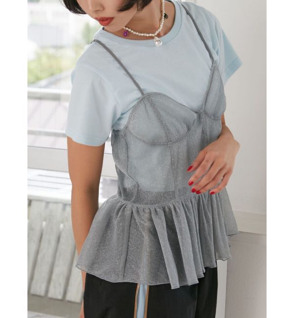 jouetie「チュールドッキングTシャツ」|キャミソール|