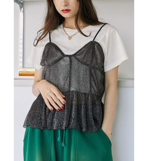 jouetie「チュールドッキングTシャツ」|キャミソール|