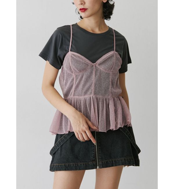jouetie「チュールドッキングTシャツ」|キャミソール|