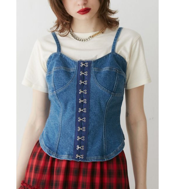 jouetie「コルセットライクデニムビスチェ」|キャミソール|ブルー