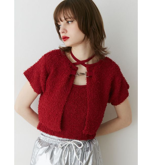 jouetie「ハーフスリーブアンサンブルニット」|ニット・セーター|レッド