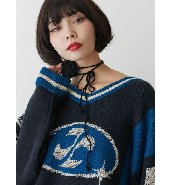 jouetie「ローズモチーフニットチョーカー」|ネックレス|