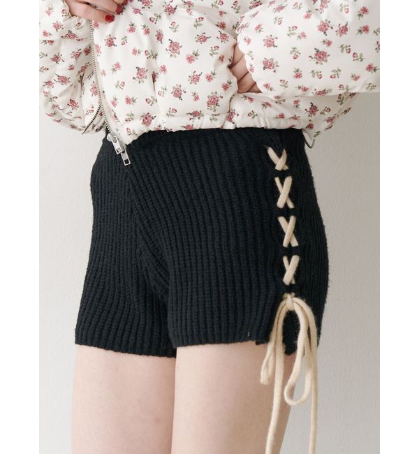 jouetie「バイカラーステッチニットショーツ【セットアップ対応】」|その他|ブラック