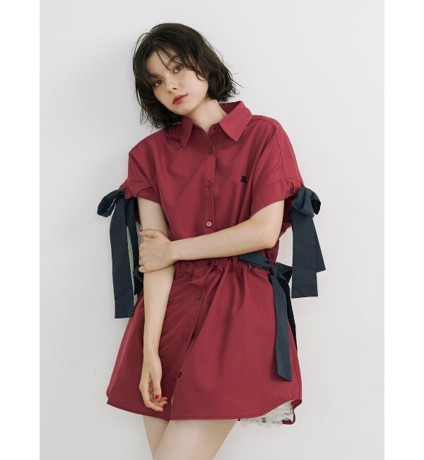 jouetie「ウエストリボンチュニックシャツ」|シャツ・ブラウス|ボルドー