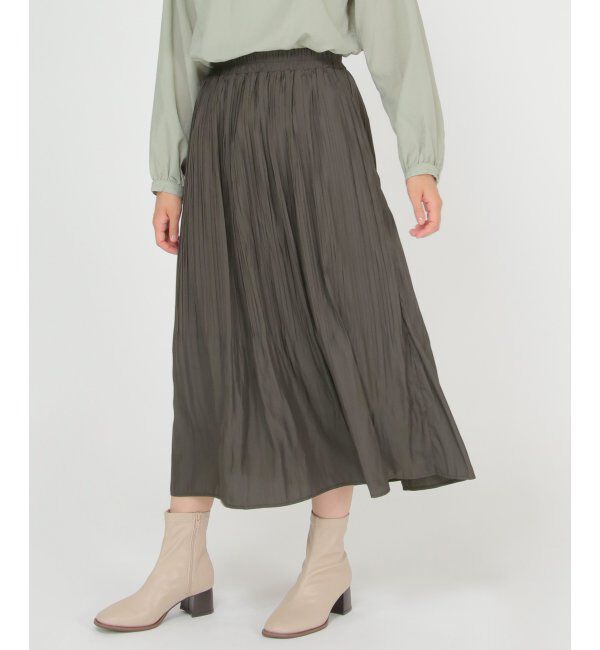 ikka「カセン消しプリーツスカート」|スカート|チャコール