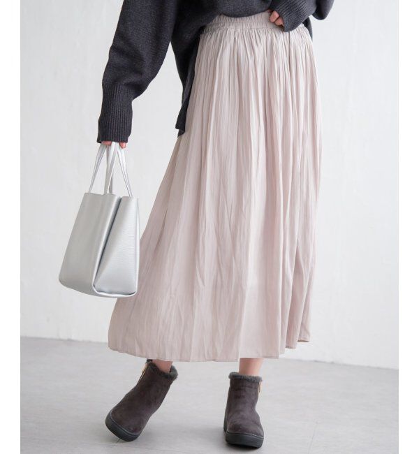 ikka「カセン消しプリーツスカート」|スカート|ベージュ