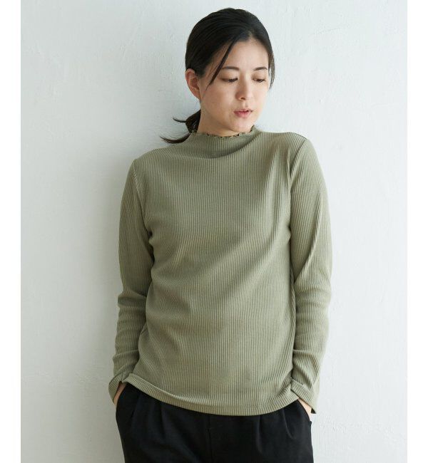 ikka「三角テレコ長袖Tシャツ」|Tシャツ・カットソー|グリーン