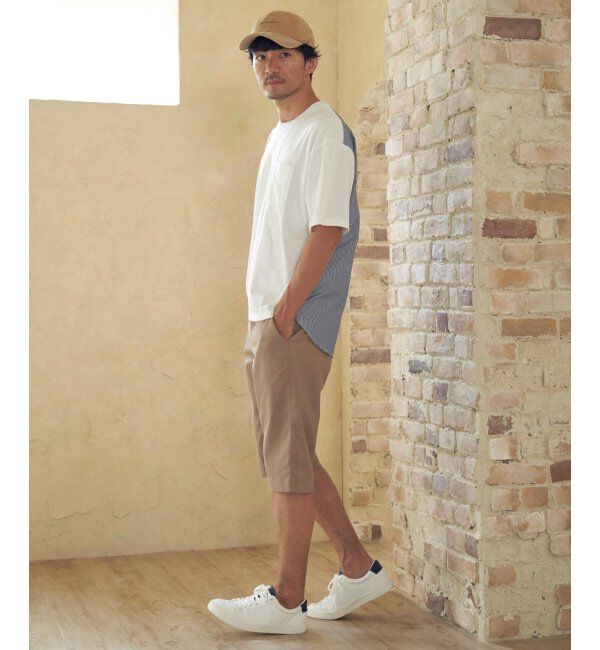 ikka「ストライプブロード切り替えTシャツ」|Tシャツ・カットソー|