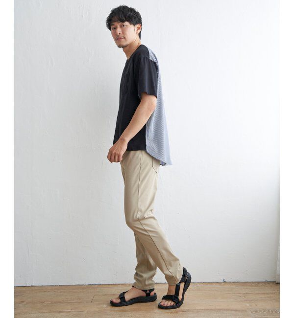 ikka「ストライプブロード切り替えTシャツ」|Tシャツ・カットソー|